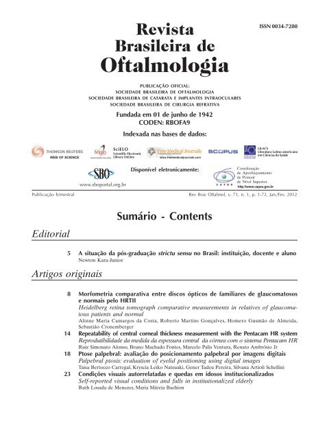 Jan-Fev - Sociedade Brasileira de Oftalmologia