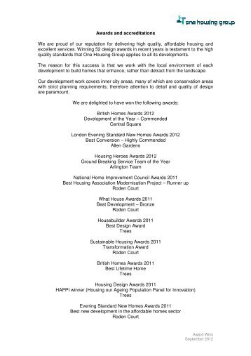 Awards and accreditations We are proud of our reputation for ...