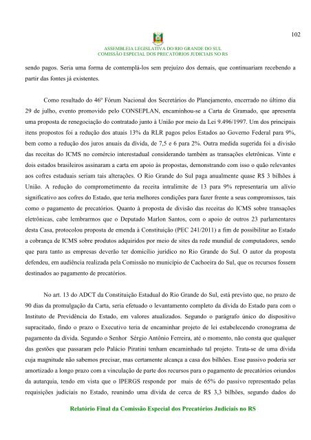 RELATÃRIO FINAL - sem anexos - AssemblÃ©ia Legislativa