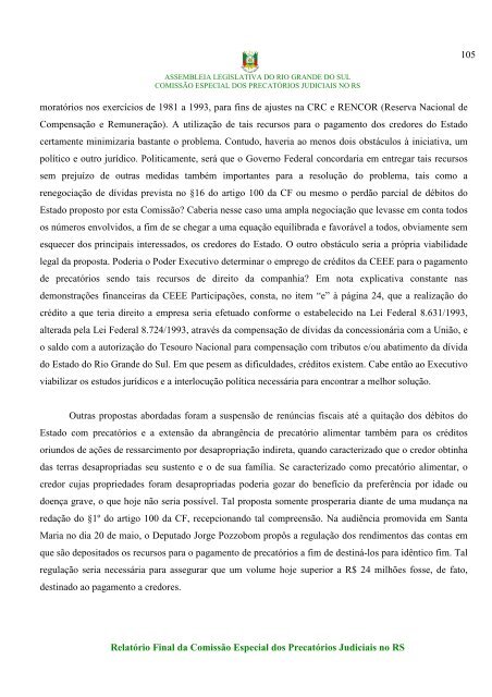 RELATÃRIO FINAL - sem anexos - AssemblÃ©ia Legislativa