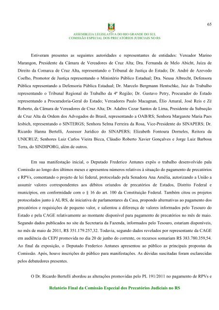 RELATÃRIO FINAL - sem anexos - AssemblÃ©ia Legislativa