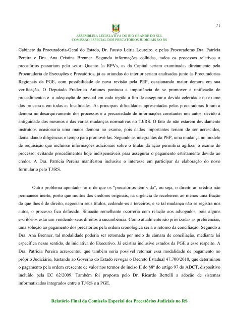 RELATÃRIO FINAL - sem anexos - AssemblÃ©ia Legislativa