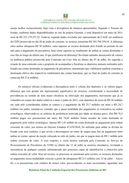 RELATÃRIO FINAL - sem anexos - AssemblÃ©ia Legislativa