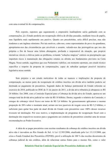RELATÃRIO FINAL - sem anexos - AssemblÃ©ia Legislativa