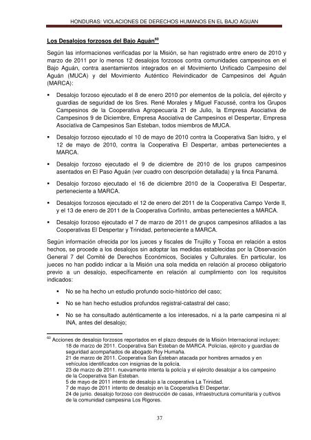 Honduras - Violaciones de Derechos Humanos en el Bajo ... - Cifca