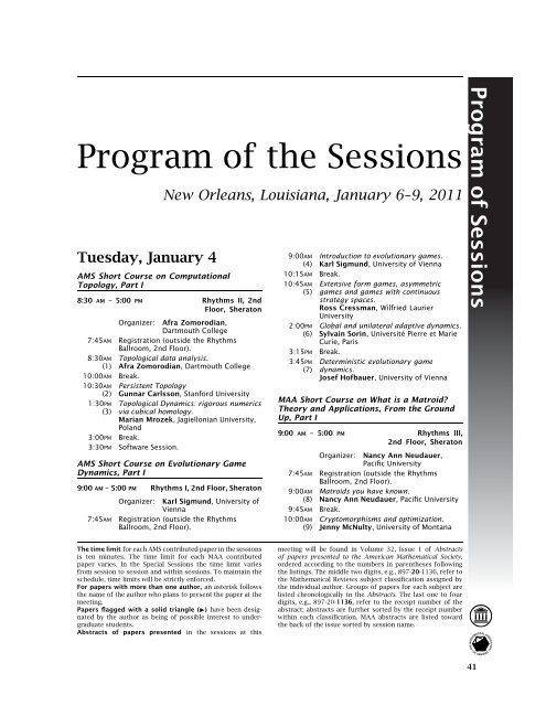 PDF of Full Program - Joint Mathematics Meetings