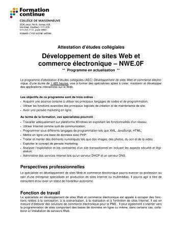 DÃ©veloppement de sites Web et commerce Ã©lectronique â NWE.0F