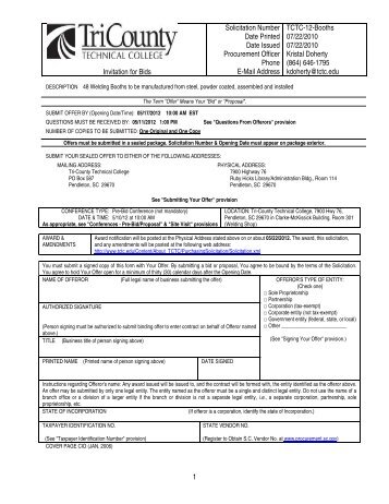 Welding Booths Invitation for Bids TCTC-12-Booths - Tri-County ...