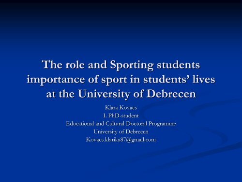 Sporting students The role and importance of sport in students' lives ...