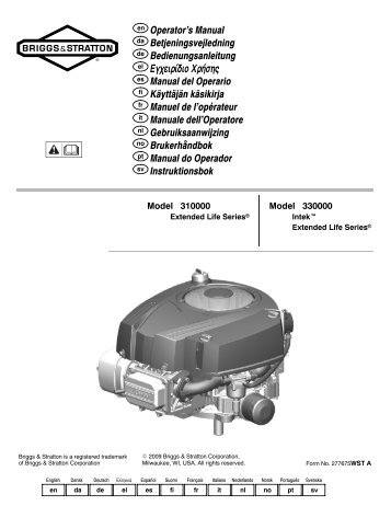 en Operator's Manual da Betjeningsvejledning de ... - Briggs & Stratton