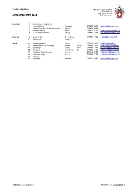 Jahresprogramm 2013 als PDF - SAC Sektion Interlaken