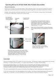 Operating Manual for BT-ED-1622R Mini Portable Dehumidifier