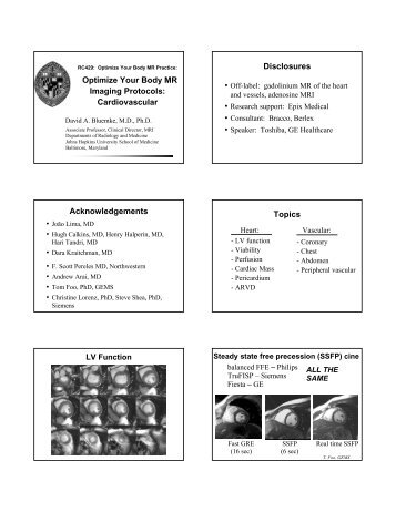 Optimize Your Body MR Imaging Protocols - Johns Hopkins Radiology