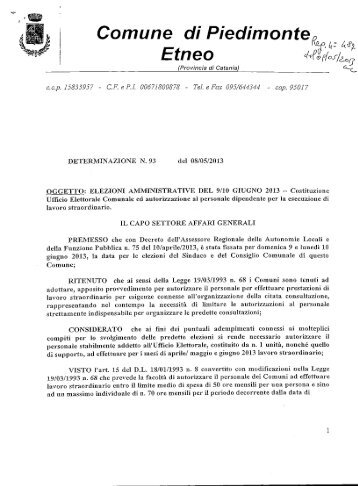 elezioni amministrative del 9-10 giugno 2013. costituzione ufficio ...