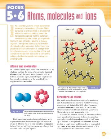 Focus 5.6 Atoms, molecules and ions