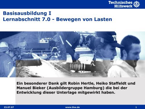 Bewegen von Lasten - THW Gst Straubing