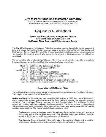 McMorran-RFQ Cover Letter - City of Port Huron