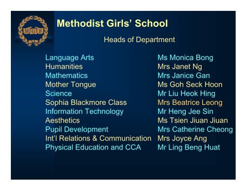 Briefing for Sec 3 Methodist Girls' School