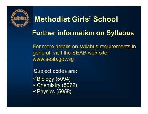 Briefing for Sec 3 Methodist Girls' School