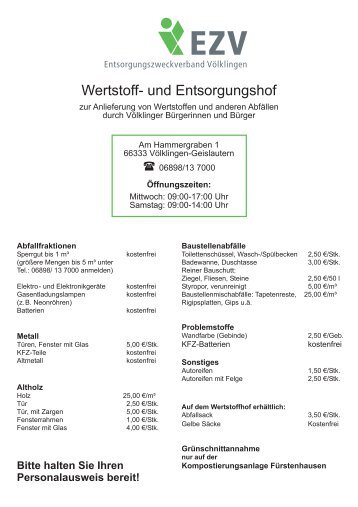 Wertstoff- und Entsorgungshof - EZV