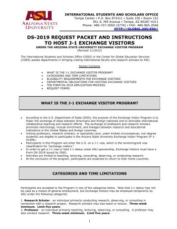 ds-2019 request packet and instructions to host j-1 exchange visitors