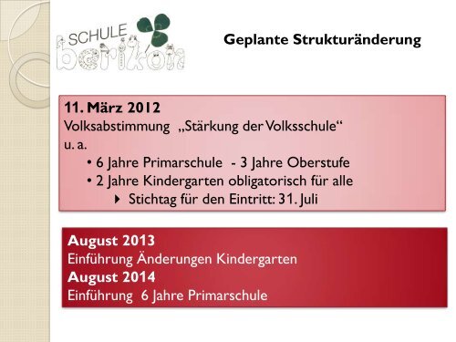 Einschulung Praesentation 2012 - Primarschule Berikon