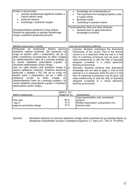 Univerza v Mariboru University of Maribor Fakulteta za logistiko ...