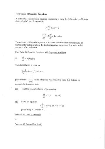 First Order Differential Equations