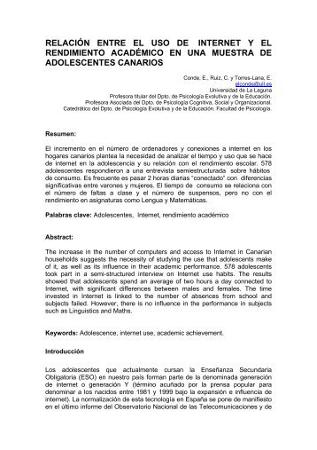 relaciÃ³n entre el uso de internet y el rendimiento acadÃ©mico