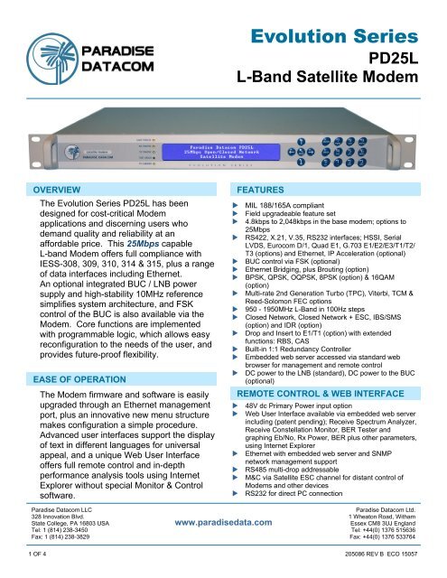 PD25L L-Band Satellite Modem - Hiltron Communications