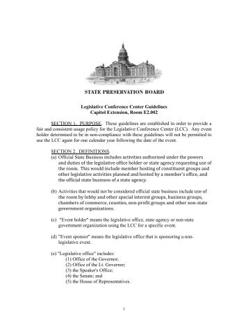 Legislative Conference Center Guidelines Capitol Extension, Room ...