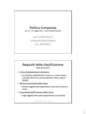 lezione 17.pdf - Facolta' di Scienze Politiche - UniversitÃ  della ...