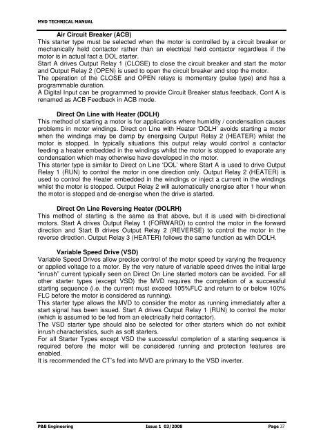 Motorvision Drawout (MVD) Technical Manual - PBSI Group Ltd