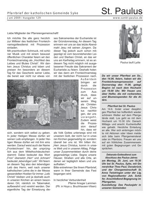 Pfarrbrief fÃ¼r Juni 2009 - Sankt-Paulus.de