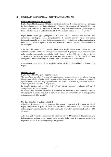 Documento Informativo redatto ai sensi dell'art. 70 comma 6 ... - Reply