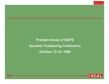 Problem Areas of DGPS Dynamic Positioning Conference October ...