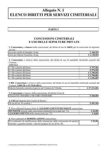 Clicca qui per consultare il tariffario - Comune di Villorba