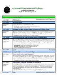 Advancing EHS using Lean and Six Sigma - NAEM