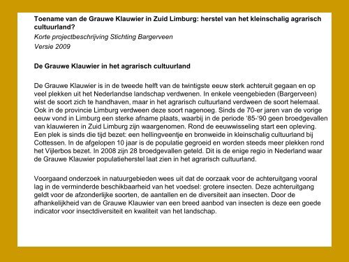 Grauwe Klauwieren in Limburg - SOVON Vogelonderzoek Nederland