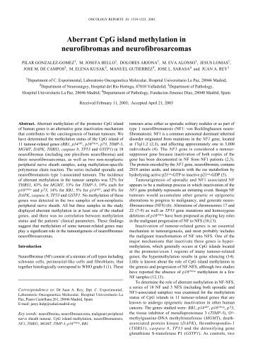 Aberrant CpG island methylation in neurofibromas and ... - Biotools