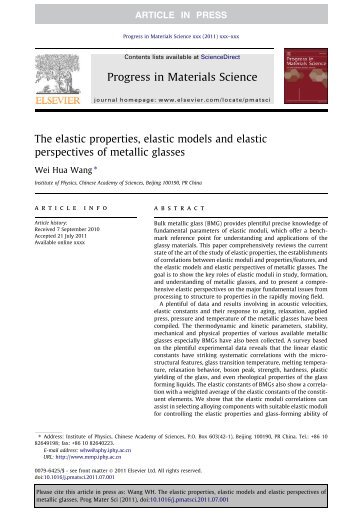 The elastic properties, elastic models and elastic perspectives of ...