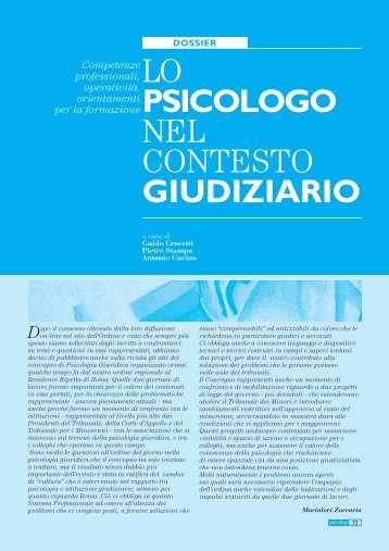 Dossier Lo psicologo nel contesto giudiziario - Ordine degli ...