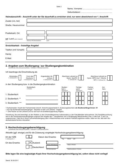 1. PersÃ¶nliche Angaben - MASTER:ONLINE Logistikmanagement ...