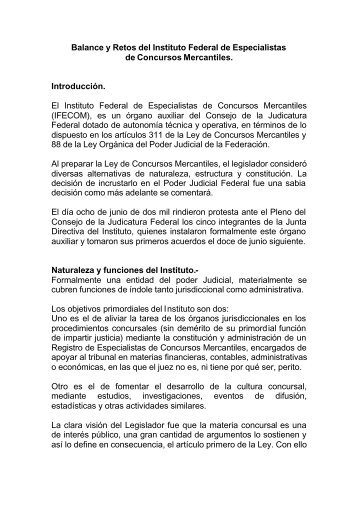 Balance y Retos del Instituto Federal de Especialistas de Concursos ...