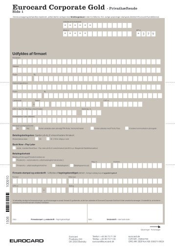 Eurocard Corporate Gold - PrivathÃ¦ftende