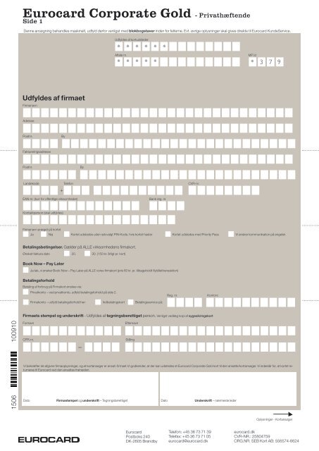 Eurocard Corporate Gold - PrivathÃ¦ftende