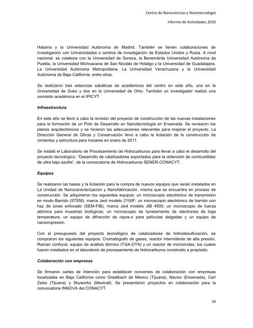Informe anual 2010 - CNyN - Universidad Nacional AutÃ³noma de ...