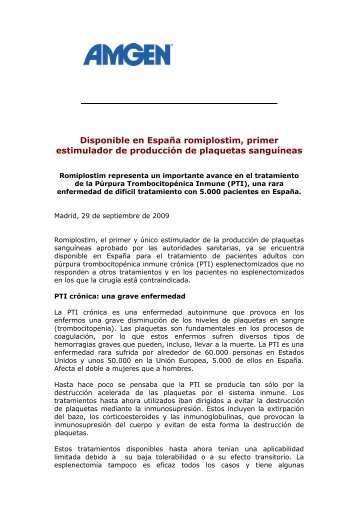 Disponible en EspaÃ±a romiplostim, primer ... - Diario MÃ©dico