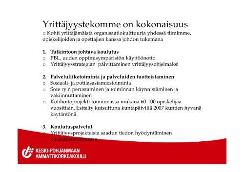 Hyvinvointimatkalla yrittÃ¤jyyden ytimeen - Centria tutkimus ja kehitys