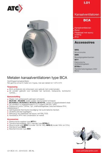 Metalen kanaalventilatoren type BCA - Air Trade Centre